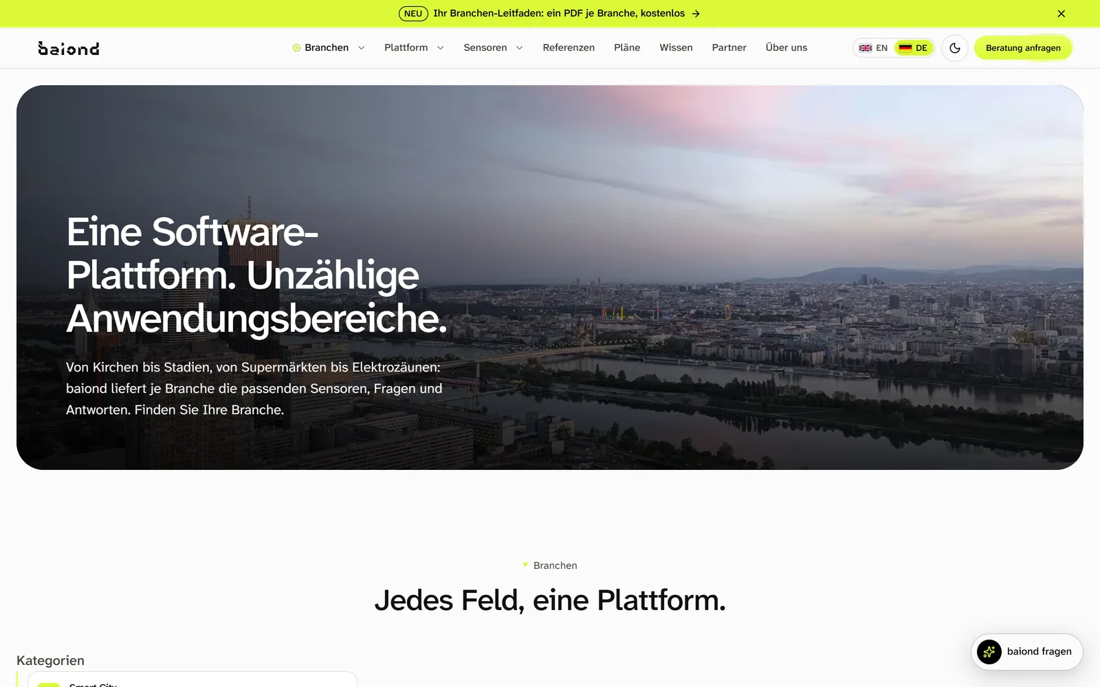 Branchenübersicht von baiond – eine Plattform, viele Anwendungsfelder